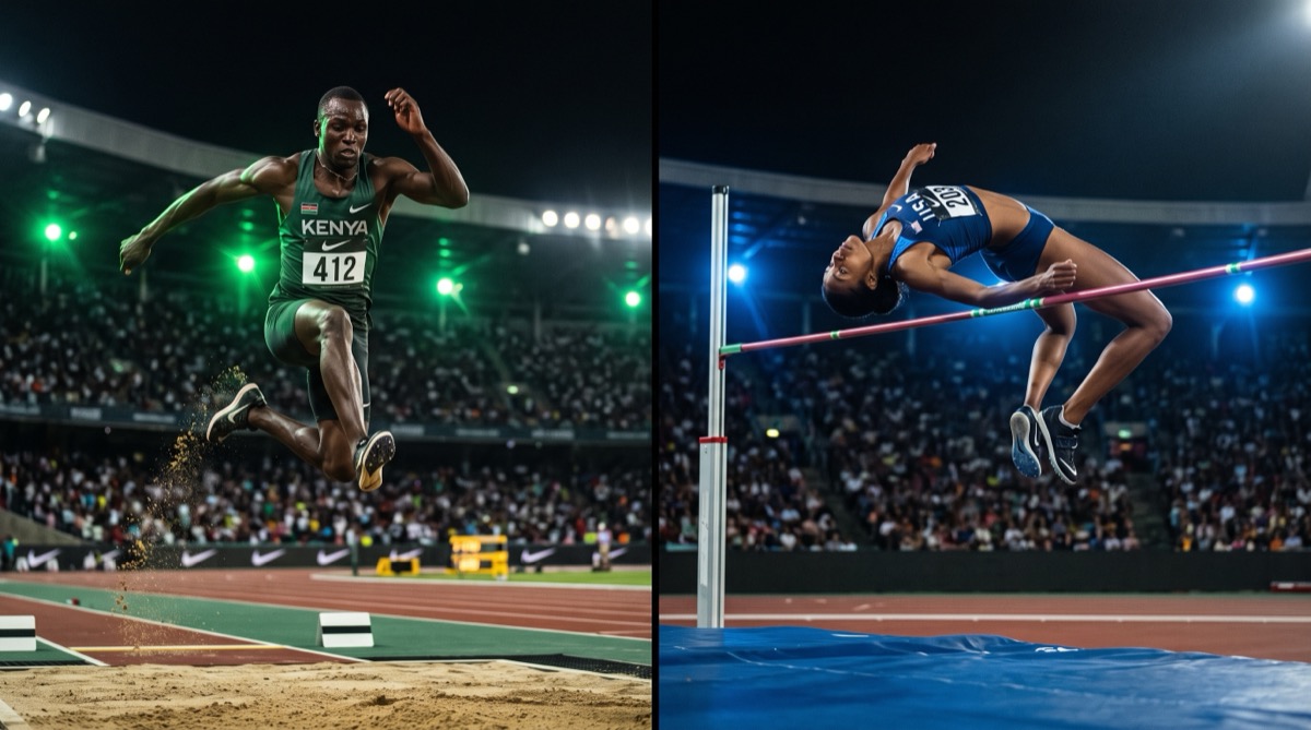 Illustration of the sports metaphor: triple jumper vs high jumper, two complementary approaches